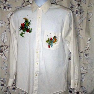 Men's Marquis Size Small Parrots L/S White Shirt